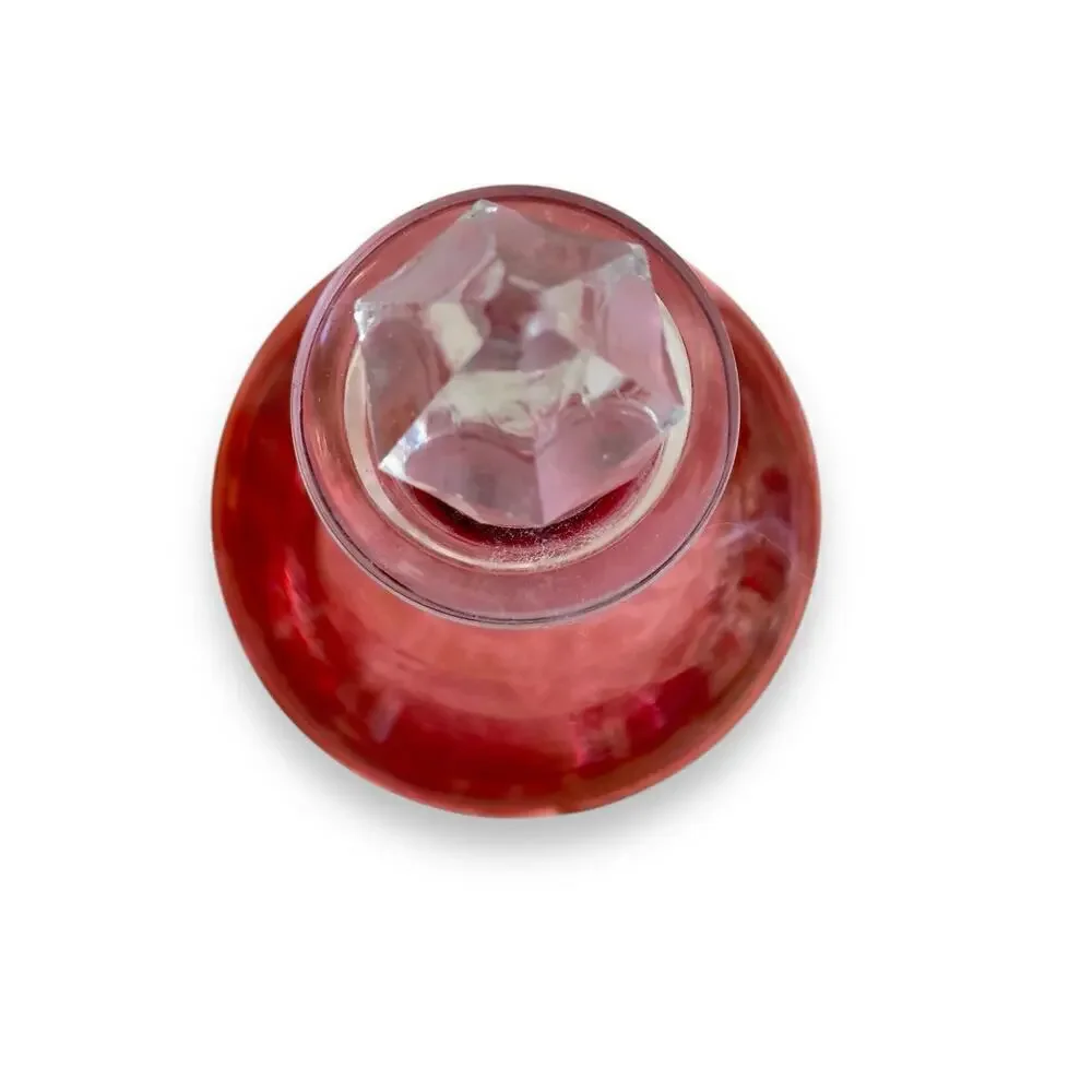 8.5” Vintage Bohemian Cut Pink Cranberry Crystal Glass Genie Decanter Bottle